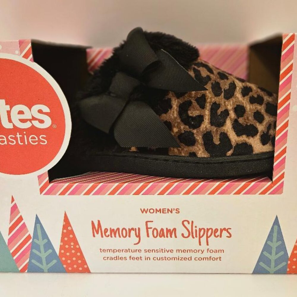 TOTES Toasties zebra print slippers. New in box, S=8-9
